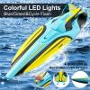 image4DRC Fast RC Boat for Pools and LakesRemote Control Boat with LED Lights24GHz High Speed RC Racing Boats for Lakes Low Battery AlarmCapsize Recovery Gifts Toys for Boys GirlsGreen