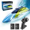 image4DRC RC BoatS4 Remote Control Boat for Kids Adults2 Modular Batteries20 MPH 24GHz High Speed Racing Boats for Pools and LakesWaterproof BoatsToys Gifts for Boys Girls