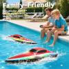 image4DRC S7 RC Boat for Adults ampamp Kids HighSpeed at 30KMH with 7 Mode LED Lights Remote Control Boat for Pools and Lakes 2 Rechargeable Batteries Ideal Water Play Toy Gift for Boys ampamp GirlsRed