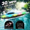 image4DRC S7 RC Boat for Adults ampamp Kids HighSpeed at 30KMH with 7 Mode LED Lights Remote Control Boat for Pools and Lakes 2 Rechargeable Batteries Ideal Water Play Toy Gift for Boys ampamp GirlsBlue