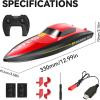image4DRC S7 RC Boat for Adults ampamp Kids HighSpeed at 30KMH with 7 Mode LED Lights Remote Control Boat for Pools and Lakes 2 Rechargeable Batteries Ideal Water Play Toy Gift for Boys ampamp GirlsRed