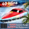 image4DRC S7 RC Boat for Adults ampamp Kids HighSpeed at 30KMH with 7 Mode LED Lights Remote Control Boat for Pools and Lakes 2 Rechargeable Batteries Ideal Water Play Toy Gift for Boys ampamp GirlsRed