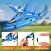 imageFoam RC Plane with 3 Batteries Remote Control Airplane RC Jet Helicopter Plane for Kids Adults Beginner Easy to Fly RC Fighter Remote Control Aircraft with Automatic Balance Gyro for Adult KidsBlue2 Batteries
