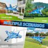 imageFoam RC Plane with 3 Batteries Remote Control Airplane RC Jet Helicopter Plane for Kids Adults Beginner Easy to Fly RC Fighter Remote Control Aircraft with Automatic Balance Gyro for Adult KidsBlue3 Batteries