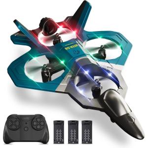 image4DRC Foam Remote Control Airplanes for Kids Adults RC Plane Airplane Toys for Boys Kids Beginners RC Planes Fighter Jet Helicopter Drones for Kids Adults 360 Flip Easy to FlyGreen3batteries