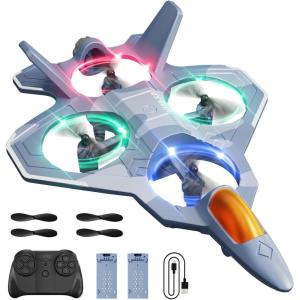 image4DRC Foam Remote Control Airplanes for Kids Adults RC Plane Airplane Toys for Boys Kids Beginners RC Planes Fighter Jet Helicopter Drones for Kids Adults 360 Flip Easy to FlyGrey2batteries