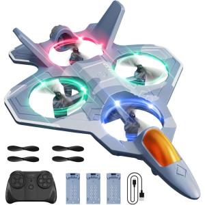 image4DRC Foam Remote Control Airplanes for Kids Adults RC Plane Airplane Toys for Boys Kids Beginners RC Planes Fighter Jet Helicopter Drones for Kids Adults 360 Flip Easy to FlyGrey3batteries
