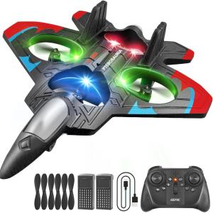 image4DRC Foam Remote Control Airplanes for Kids Adults RC Plane Airplane Toys for Boys Kids Beginners RC Planes Fighter Jet Helicopter Drones for Kids Adults 360 Flip Easy to FlyRed2batteries