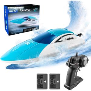image4DRC S4 RC Boat 24GHz High Speed Remote Control Boat for Pool and Lake with 2 Rechargeable Batteries for Adults and Kids Water Pool Toys for Kids Gifts Blue