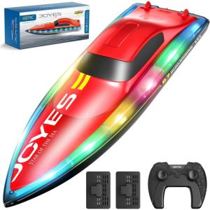 image4DRC S7 RC Boat for Adults ampamp Kids HighSpeed at 30KMH with 7 Mode LED Lights Remote Control Boat for Pools and Lakes 2 Rechargeable Batteries Ideal Water Play Toy Gift for Boys ampamp GirlsRed