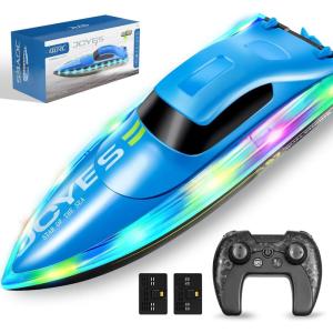 image4DRC S7 RC Boat for Adults ampamp Kids HighSpeed at 30KMH with 7 Mode LED Lights Remote Control Boat for Pools and Lakes 2 Rechargeable Batteries Ideal Water Play Toy Gift for Boys ampamp GirlsBlue