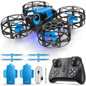 image4DRC V18 Mini Drone with 2 Control Methods for Kids Beginners 3D Flips Lights Headless Mode 3 Speeds Adjustable Auto Hover Altitude Hold 2 Batteries RC Quadcopter Drones Fly Gift Toy for Boys