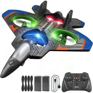 image4DRC V32 Foam RC Planes with 3 Batteries Remote Control Airplanes for Kids Adults 816 RC Airplane Drone Helicopter with Light 360 Flip Fighter Jet Toys Airplane Toy Gifts for Kids AdultsBlue2batteries