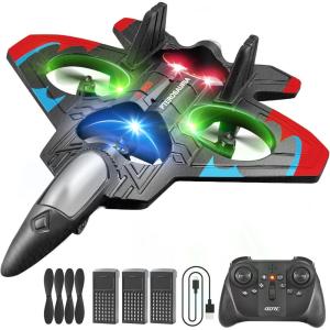 image4DRC V32 Foam RC Planes with 3 Batteries Remote Control Airplanes for Kids Adults 816 RC Airplane Drone Helicopter with Light 360 Flip Fighter Jet Toys Airplane Toy Gifts for Kids AdultsRed3batteries