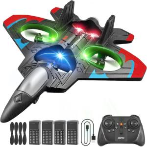image4DRC V32 Foam RC Planes with 4 Batteries Remote Control Airplanes for Kids Adults 816 RC Airplane Drone Helicopter with Light 360 Flip Fighter Jet Toys Airplane Toy Gifts for Kids Adults