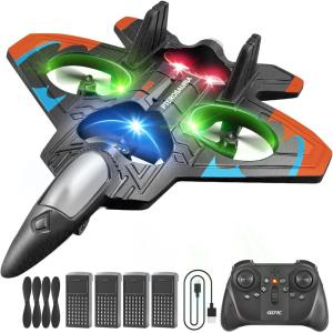 image4DRC V32 Foam Remote Control Airplanes RC Planes for Kids Adults RC Airplane Helicopter Drone Fighter Jet with Light 360 Flip Stunt Roll Airplane Toy Gifts for Kids Boys Adults BeginnersV32orange 4batteries