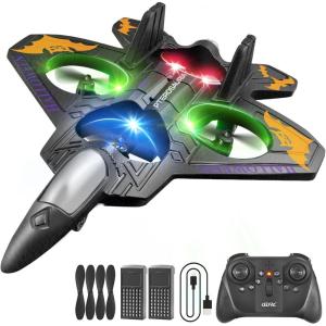 image4DRC V32 Foam Remote Control Airplanes RC Planes for Kids Adults RC Airplane Helicopter Drone Fighter Jet with Light 360 Flip Stunt Roll Airplane Toy Gifts for Kids Boys Adults BeginnersV32purple 2batteries