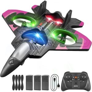 image4DRC V32 Foam Remote Control Airplanes RC Planes for Kids Adults RC Airplane Helicopter Drone Fighter Jet with Light 360 Flip Stunt Roll Airplane Toy Gifts for Kids Boys Adults BeginnersV32pink 3batteries