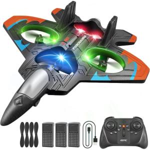 image4DRC V32 Foam Remote Control Airplanes RC Planes for Kids Adults RC Airplane Helicopter Drone Fighter Jet with Light 360 Flip Stunt Roll Airplane Toy Gifts for Kids Boys Adults BeginnersV32orange 3batteries