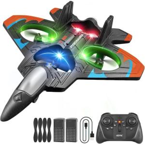 image4DRC V32 Foam Remote Control Airplanes RC Planes for Kids Adults RC Airplane Helicopter Drone Fighter Jet with Light 360 Flip Stunt Roll Airplane Toy Gifts for Kids Boys Adults BeginnersV32orange 2batteries