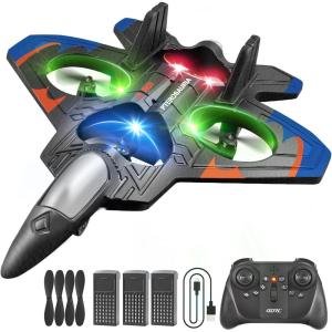 image4DRC V32 Foam Remote Control Airplanes RC Planes for Kids Adults RC Airplane Helicopter Drone Fighter Jet with Light 360 Flip Stunt Roll Airplane Toy Gifts for Kids Boys Adults BeginnersV32blue 3batteries