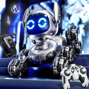 imageRobot Dog Toys for Kids Remote Control Robots Dog with AutoDemonstration RC Stunt Remote Control Smart Robot for Age 3 4 5 6 7 8 9 10 11 12 Year Old Boys Girls Birthday Gift PresentSilver