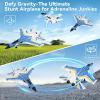 image4DRC V17 Foam Remote Control Airplanes Rc Planes for Kids Adults 47 816 Remote Control Planes Fighter Jet with Light 360 Flip Fighter Jet Toy Gravity Sensing Stunt Roll Gifts for Kids BoysG1blue