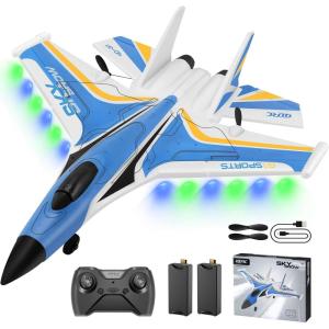 image4DRC V17 Foam Remote Control Airplanes Rc Planes for Kids Adults 47 816 Remote Control Planes Fighter Jet with Light 360 Flip Fighter Jet Toy Gravity Sensing Stunt Roll Gifts for Kids BoysG1blue
