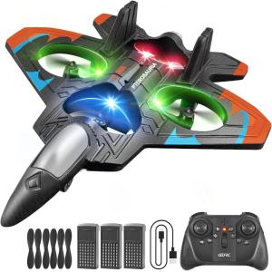 image4DRC V32 Foam RC Planes with 3 Batteries Remote Control Airplanes for Kids Adults 816 RC Drone Airplane Helicopter Jet with Light 360 Flip Stunt Roll Airplane Toy Gifts for Kids Boys AdultsOrange3batteries