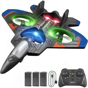 image4DRC V32 Foam RC Planes with 3 Batteries Remote Control Airplanes for Kids Adults 816 RC Drone Airplane Helicopter Jet with Light 360 Flip Stunt Roll Airplane Toy Gifts for Kids Boys AdultsDark Blue3batteries