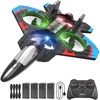 image:image4DRC V32 Foam RC Airplane Drone with 4 Batteries 80 Mins Long Flight RC Plane Helicopter Fighter Jet for Kids Adults 816 360 Flip Stunt RC Airplane Helicopter with LED Lights Gift for BoysLight Blue4 Batteries