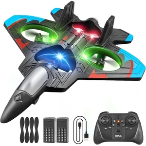 image:image4DRC V32 Foam RC Airplane Drone with 4 Batteries 80 Mins Long Flight RC Plane Helicopter Fighter Jet for Kids Adults 816 360 Flip Stunt RC Airplane Helicopter with LED Lights Gift for BoysLight Blue2batteries
