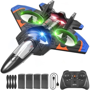 image:image4DRC V32 Foam RC Airplane Drone with 4 Batteries 80 Mins Long Flight RC Plane Helicopter Fighter Jet for Kids Adults 816 360 Flip Stunt RC Airplane Helicopter with LED Lights Gift for BoysBlue4batteries