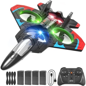image:image4DRC V32 Foam RC Airplane Drone with 4 Batteries 80 Mins Long Flight RC Plane Helicopter Fighter Jet for Kids Adults 816 360 Flip Stunt RC Airplane Helicopter with LED Lights Gift for Boys